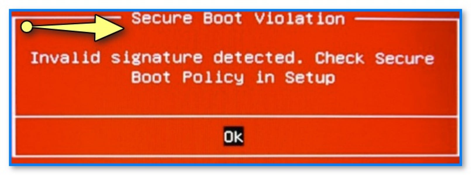 Ошибка &laquo;Secure Boot Violation&raquo; на красном фоне. Как исправить?