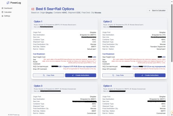 Результат Calculate Best лучшие опции в порядке от самой дешевой к самой дорогой 