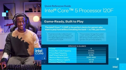 Intel Core 5 120F станет одним из первых представителей клиентской серии Bartlett Lake