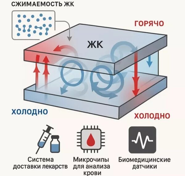 Потоками вещества в жидких кристаллах&hellip;