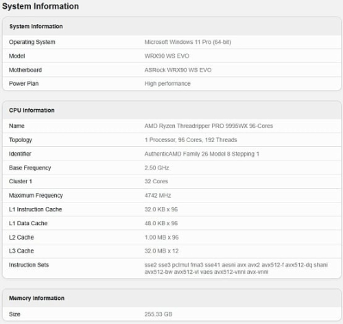 AMD Threadripper PRO 9995X почти за $12 тысяч показал возможности в Geekbench AMD Threadripper PRO 9995X почти за $12 тысяч показал возможности в Geekbench