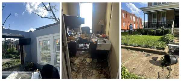 Спекулянты на рынке недвижимости устремляются скупать дома, пострадавшие от стихийных бедствий 2 Повреждения дома ДеАмона Уайта в результате торнадо EF3 в Сент-Луисе, штат Миссури, 16 мая 2025 года.