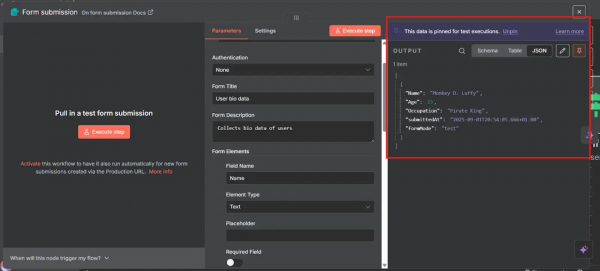 Функция фиксации данных в n8n
