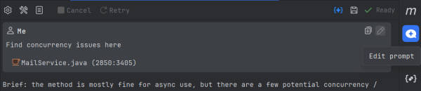 Кнопка редактирования промпта для предыдущих сообщений в чате агента Кнопка редактирования промпта для предыдущих сообщений в чате агента