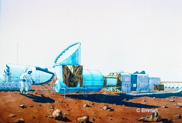 Одним из ключевых элементов проекта было использование марсианских ресурсов — в том числе преобразование разреженной атмосферы в топливо для шаттлов и наземной техники. Изображение: Картер Эммарт Одним из ключевых элементов проекта было использование марсианских ресурсов — в том числе преобразование разреженной атмосферы в топливо для шаттлов и наземной техники. Изображение: Картер Эммарт