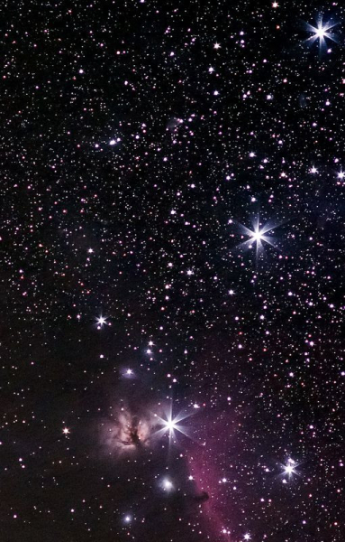 Пояс Ориона, Туманности Пламя (Flame) и Конская голова. Без телескопа! Sony A7II + Takumar 200/4 at 5.6 , 250 x 30 sec at iso 6400 Пояс Ориона, Туманности Пламя (Flame) и Конская голова. Без телескопа! Sony A7II + Takumar 200/4 at 5.6 , 250 x 30 sec at iso 6400