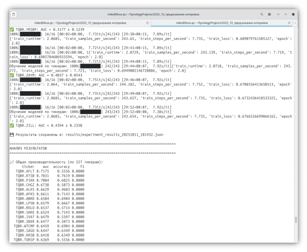 Результат 227 бумаг в консоли Результат 227 бумаг в консоли