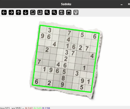 Применение классического компьютерного зрения для извлечения судоку 20 Анимация применения перспективного преобразования