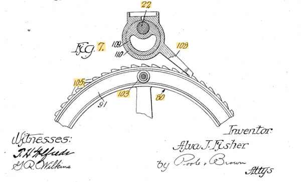 Храповик может перемещаться вертикально, обеспечивая возможность реверса и одновременно мягкого замедления Храповик может перемещаться вертикально, обеспечивая возможность реверса и одновременно мягкого замедления
