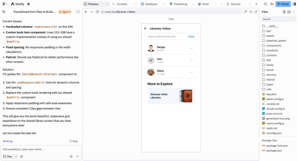 Интерфейс Replit