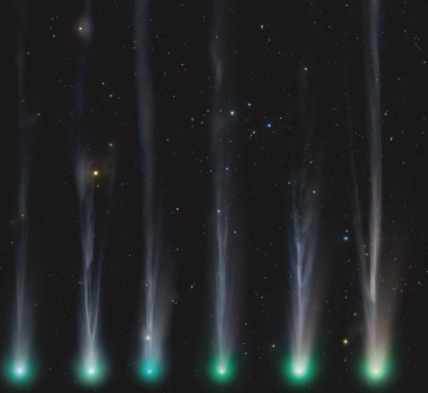 Как увидеть комету Лемон в октябре 3 Комета Леммон, сфотографированная в Техасе с 25 сентября по 4 октября. Видно, как растёт хвост кометы...