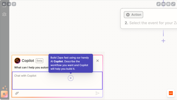 Интерфейс AI copilot Zapier