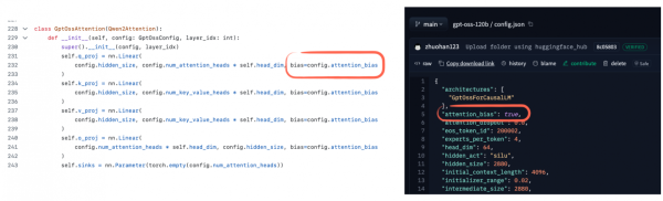 Рисунок 18: Модели gpt-oss используют bias-единицы в слоях внимания. См. пример кода здесь. Рисунок 18: Модели gpt-oss используют bias-единицы в слоях внимания. См. пример кода здесь.