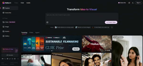 Интерфейс Hailuo