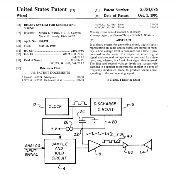 Первая страница патента US5054086A