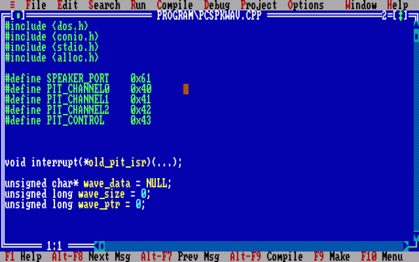 Код в Borland C++ IDE