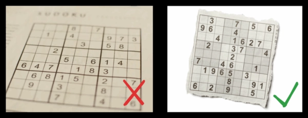 Применение классического компьютерного зрения для извлечения судоку 3 Примеры для различного качества изображения