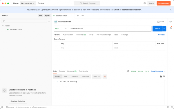 Проверка работы Ollama через Postman