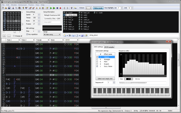 Интерфейс кросс-популярного музыкального редактора FamiTracker