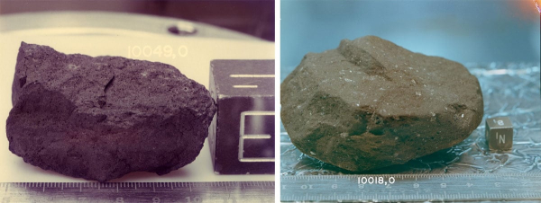 Дайджест космических новостей за прошедшую неделю 3 Базальт 10049 (слева) и брекчия 10018 (справа) с «Аполлона-11»