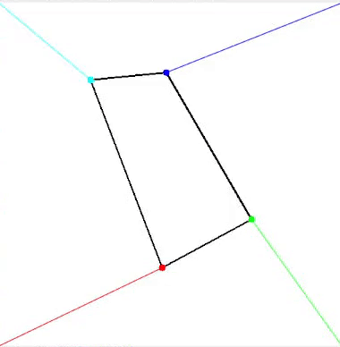 Применение классического компьютерного зрения для извлечения судоку 17 Анимированный вращающийся перекошенный четырехугольник с углами, правильно назначенными углам изображения