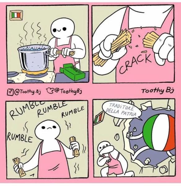 (ну и да, итальянцы действительно считают кулинарной ересью ломку спагетти перед варкой) (ну и да, итальянцы действительно считают кулинарной ересью ломку спагетти перед варкой)