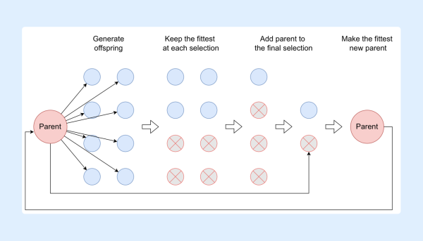 Cхематическое изображение процедуры эволюционного поиска Cхематическое изображение процедуры эволюционного поиска