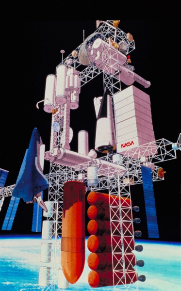 Космический корабль-циклер² для Марса предполагалось собирать на орбите Земли у космической станции. Затем три аппарата Habitat отправлялись бы к Марсу. Изображение: Картер Эммарт Космический корабль-циклер² для Марса предполагалось собирать на орбите Земли у космической станции. Затем три аппарата Habitat отправлялись бы к Марсу. Изображение: Картер Эммарт