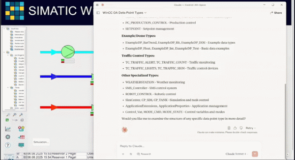 MCP Server общается со SCADA-системой WinCC от Siemens