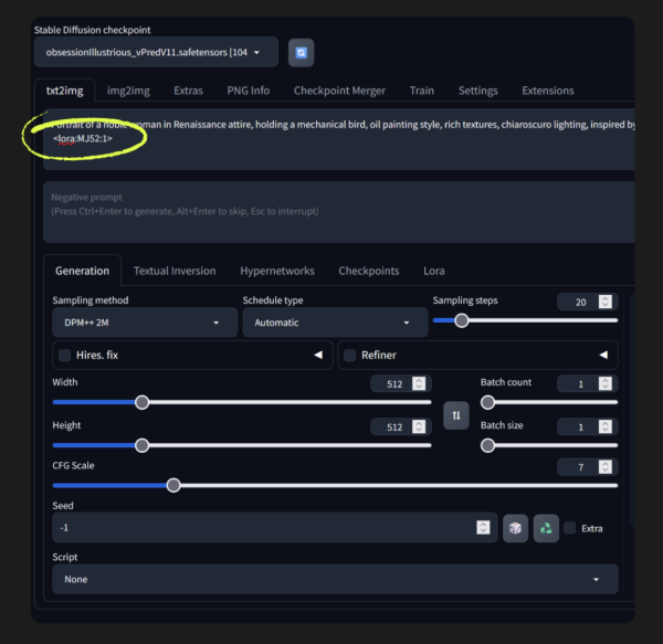 В Stable Diffusion LoRA можно подключить там же, где мы пишем промпт. Вы загружаете ее и указываете, насколько сильно она будет влиять на изображение В Stable Diffusion LoRA можно подключить там же, где мы пишем промпт. Вы загружаете ее и указываете, насколько сильно она будет влиять на изображение