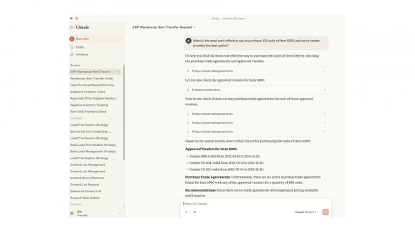 MCP-сервер на базе Microsoft Dynamics 365, интегрированный с ERP, отвечает на вопросы по доступной инвентори в Claude.