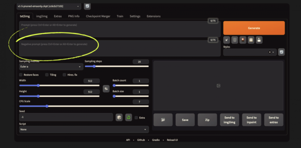 Поле для негативных промптом в Stable Diffusion Поле для негативных промптом в Stable Diffusion