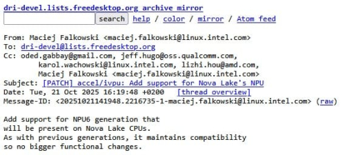 Intel Nova Lake получат новый нейропроцессор 6-го поколения Intel Nova Lake получат новый нейропроцессор 6-го поколения