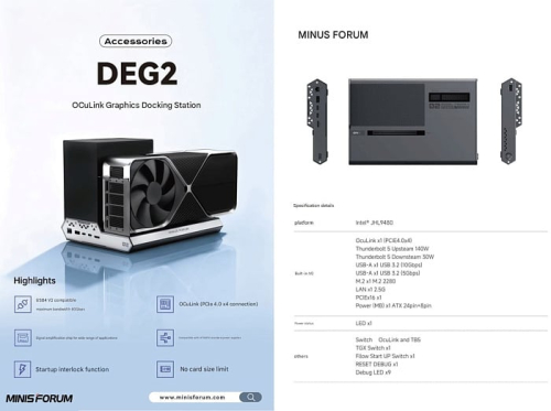 Minisforum анонсировала док-станцию DEG2 с разъёмами Thunderbolt 5 и OCuLink Minisforum анонсировала док-станцию DEG2 с разъёмами Thunderbolt 5 и OCuLink
