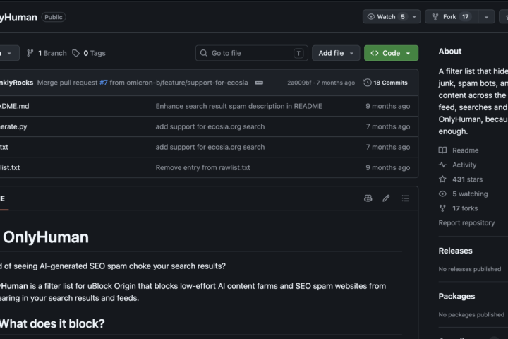 OnlyHuman: фильтр, который очищает интернет от AI-спама Для uBlock Origin…