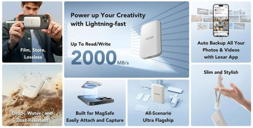 Портативный накопитель Lexar ES5 с MagSafe работает со скоростью до 2000 Мбайт/с Портативный накопитель Lexar ES5 с MagSafe работает со скоростью до 2000 Мбайт/с