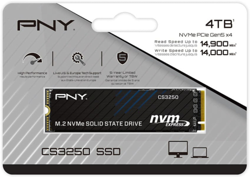 Твердотельный накопитель PNY CS3250 способен достигать 14 900 Мбайт/с