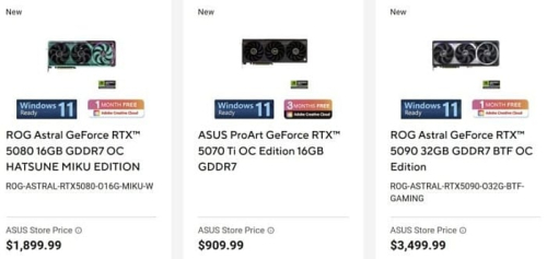 Видеокарта ASUS ROG Astral RTX 5080 Hatsune Miku продаётся почти в два раза дороже РРЦ Видеокарта ASUS ROG Astral RTX 5080 Hatsune Miku продаётся почти в два раза дороже РРЦ