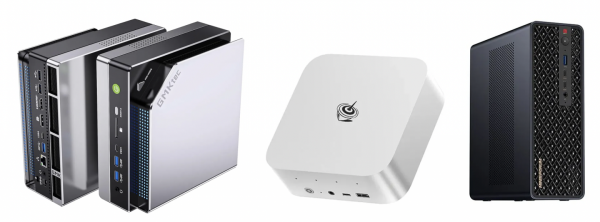 Рис. 5. Мини ПК на основе RYZEN AI MAX+ 395: слева направо GMKtec EV0-X2, Beelink Мини-ПК Beelink GTR 9 Pro AI и MINISFORUM MS-S1. Рис. 5. Мини ПК на основе RYZEN AI MAX+ 395: слева направо GMKtec EV0-X2, Beelink Мини-ПК Beelink GTR 9 Pro AI и MINISFORUM MS-S1.