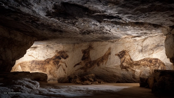 ИИ-изображение с "наскальной живописью" ИИ-изображение с "наскальной живописью"