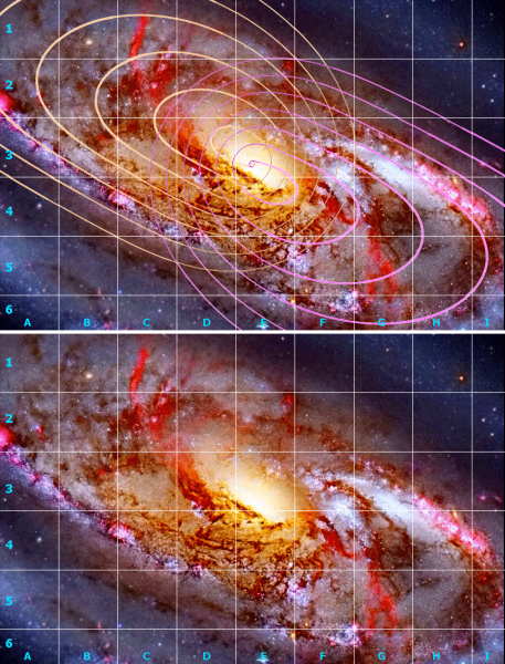 Рис. 7. M106 (центральная область), первая спираль. Рис. 7. M106 (центральная область), первая спираль.