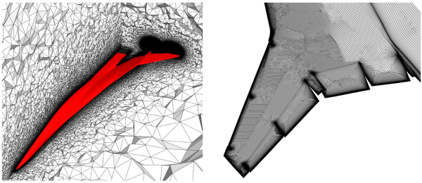 Рисунок 2. Общая структура расчетных сеток. Слева сетка Level A показана издалека, справа –  вблизи. Источник:  журнал Supercomputing Frontiers and Innovations. 