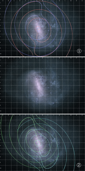 Рис. 31. Большое Магелланово Облако (фото ESA, аппарат Gaia). Спирали 1, 2. Рис. 31. Большое Магелланово Облако (фото ESA, аппарат Gaia). Спирали 1, 2.