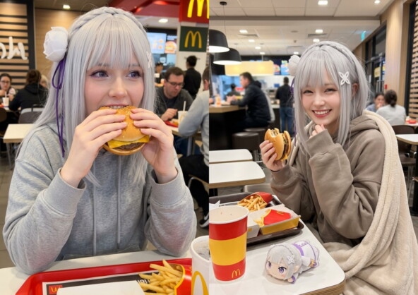 Автор перенёс героиню аниме «Re:Zero» в McDonald's. Источник:<a href="https://api.vc.ru/v2.8/redirect?to=https%3A%2F%2Fx.com%2Fkovidov%2Fstatus%2F1987270059027296608%3Fs%3D20&amp;amp%3BpostId=2329598&amp;postId=2329598" rel="nofollow noreferrer noopener" target="_blank"> X</a>