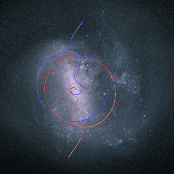 Рис. 22. БМО и ее четыре спирали. Анимация на фоне астрофотографии от ESA. Рис. 22. БМО и ее четыре спирали. Анимация на фоне астрофотографии от ESA.