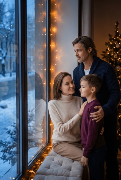 Семейная новогодняя фотосессия с помощью нейросети