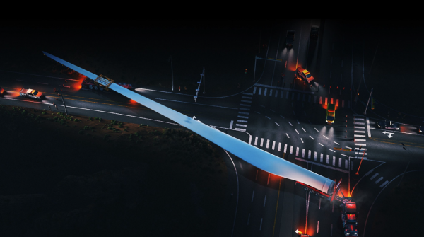 Типовая проблема. Лопасть перемещают при помощи двух грузовиков. Развернуться довольно сложно