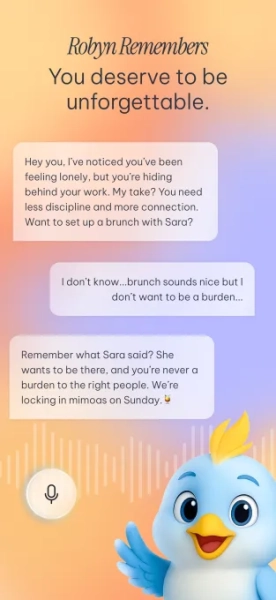 Бывший врач создал Робин — чуткого искусственного интеллекта-помощника 3 Изображение, описывающее функцию памяти Робин и показывающее чат, в котором чат-бот на основе искусственного интеллекта вспоминает то, что пользователь говорил в прошлом.