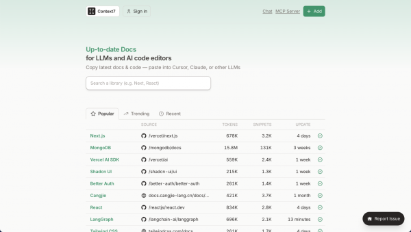 Context7 – MCP с самой актуальной документацией по каждому фреймворку и библиотеке, адаптированной для использования LLM Context7 – MCP с самой актуальной документацией по каждому фреймворку и библиотеке, адаптированной для использования LLM