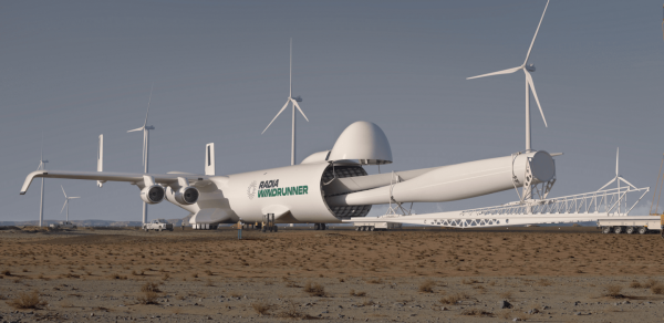 При помощи той же системы лопасти выгружаются на месте, прямо на грунтовой ВПП возле «ветряков»